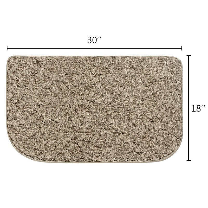 VANZAVANZU Non Slip Kitchen Rugs, 2 Pack 30"x18" Kitchen Mats Half Round Kitchen Carpet Mats, Designed in Latex Backing Absorbent and Machine Washable for Kitchen Doorway Bathroom Floors (Beige) - Image 2